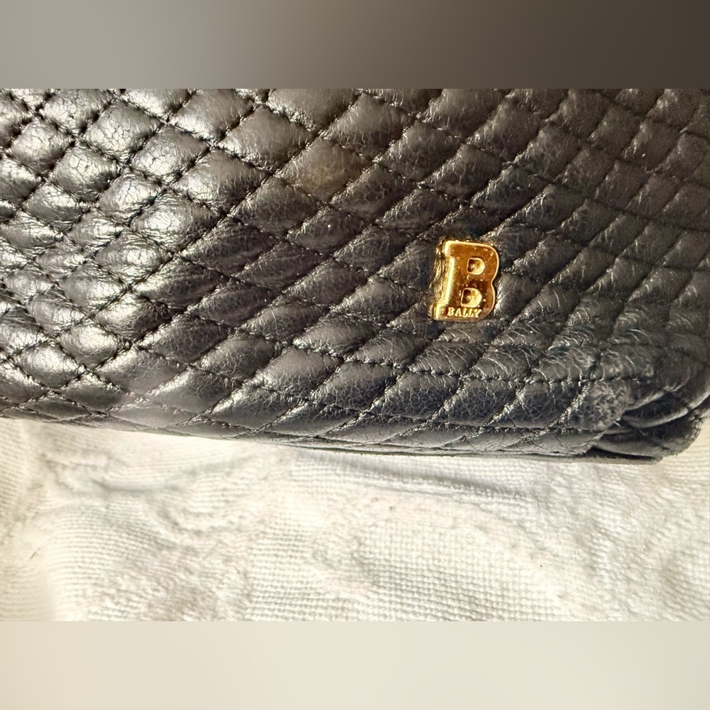 Bally Black Quilted Tote Bag with Gold Accents - Picture 4 of 12
